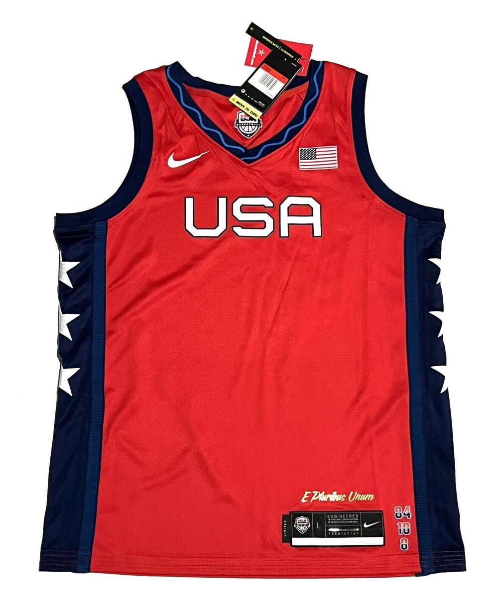 Nike Womens Team USA Basketball Jersey Size L Large DD1568 611 Red Blank Olympic
